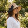 Large Bow Sunscreen Bucket Hat Fisherman Hat Bowknot Sun Cap Sweet Straw Weave Sun Hat  Beach