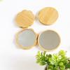 New Small Portable Bamboo Makeup Mirror Handmade Handle Round Cosmetic Mirror with Single Handle Personal Vanity Handheld Mirror