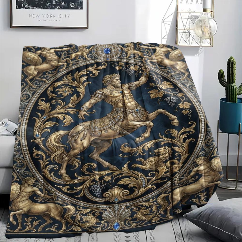 1Pc Centaur Print Flannel Blanket, High quality Comfortable for All Seasons, Home Decor, Warmth and Comfort, Perfect for Christmas Gifts W90