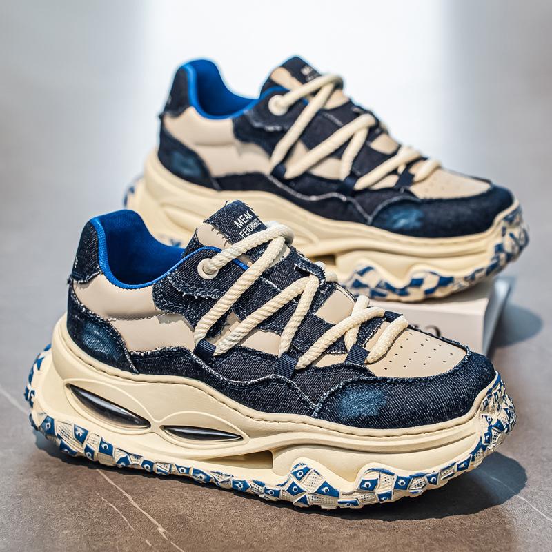 

Ретро тканевые кроссовки на толстой подошве для увеличения роста, летняя новинка для подростков, трендовая уличная спортивная повседневная обувь для мальчиков 44