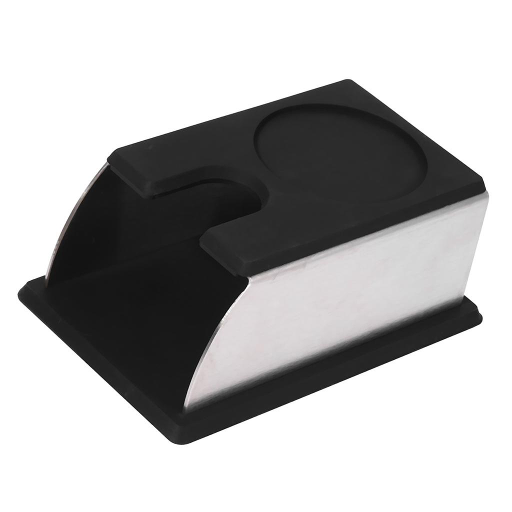 Coffee Tamper Holder Coffee Powder Maker Stand Rack Tool Stainless Steel Silicone (Black)