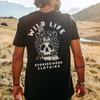 Cool Biker Drinking Beer Skull Graphic Men Cotton Tshirts Summer Punk Rock Clothes Halloween Party Tops Ropa Hombre Camisetas