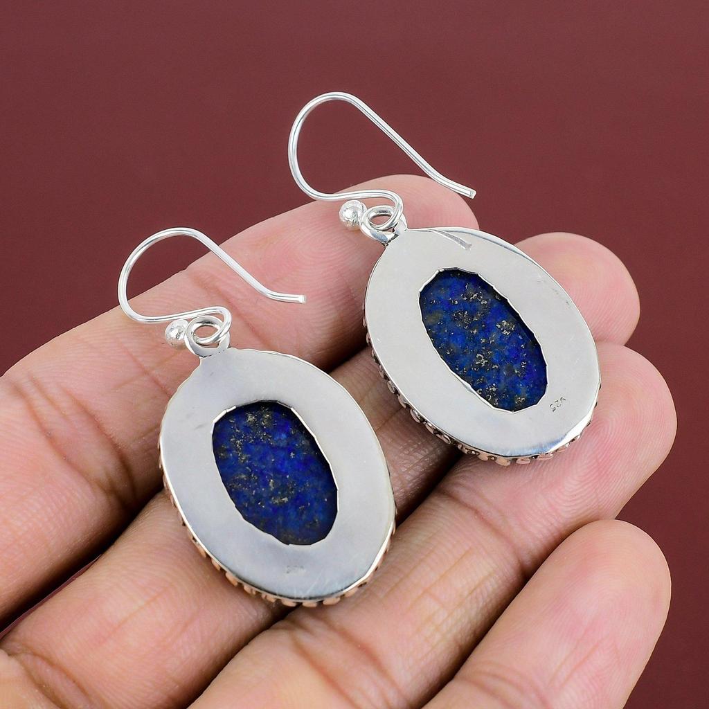 Lapis Lazuli Earrings Natural Gemstone Earring Vintage Jewelry 925 Sterling Silver Earring Handmade Earring Designer Jewelry Gifts For Women