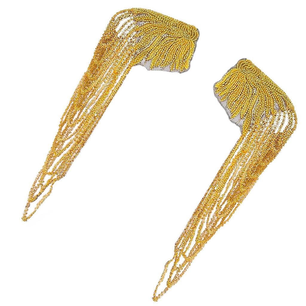 1 Pair Sequined Beaded Uniform Epaulets Party Costume Epaulettes Glittering Shoulder Bars Epaulet for Stage Performances