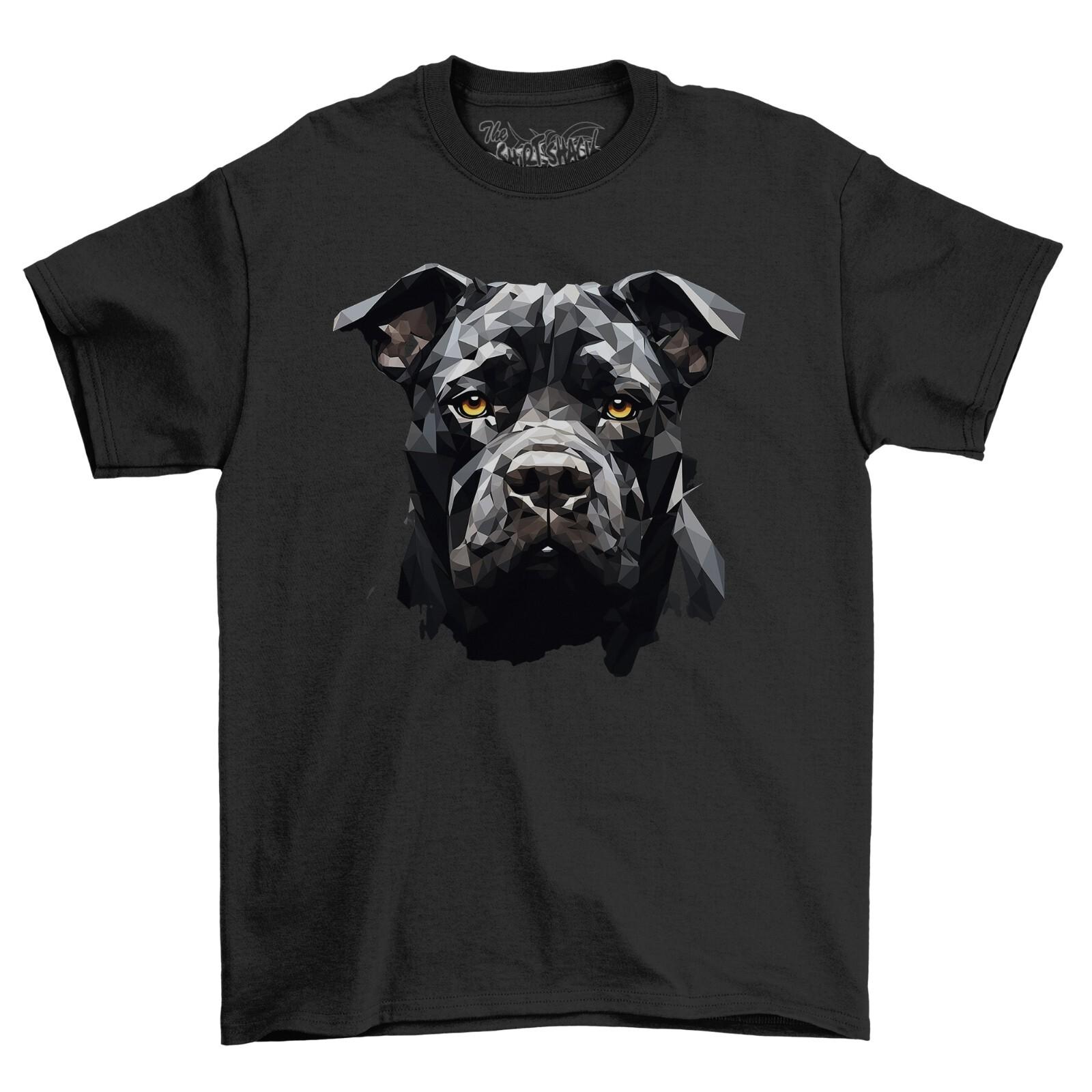 XL Bully Dog T-Shirt Mens Womens Tees Top Geometric Bully Face 100% Cotton Black Shirt Custom Print 2XL