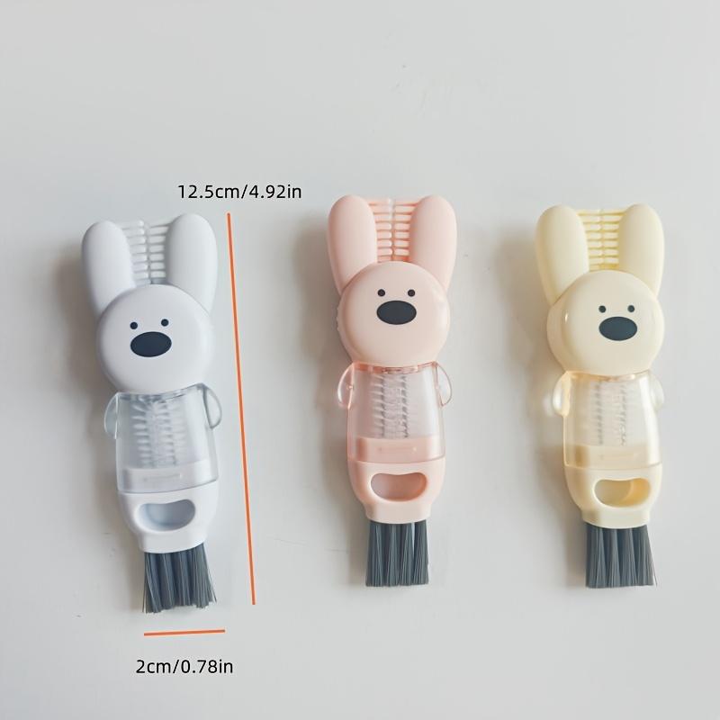 

3pc Bear Style Cleaning Brush with 4 Detachable and Washable Functions for Cleaning Cups Baby Bottles and Grooves Suitable for Kitchen Use 3pcs