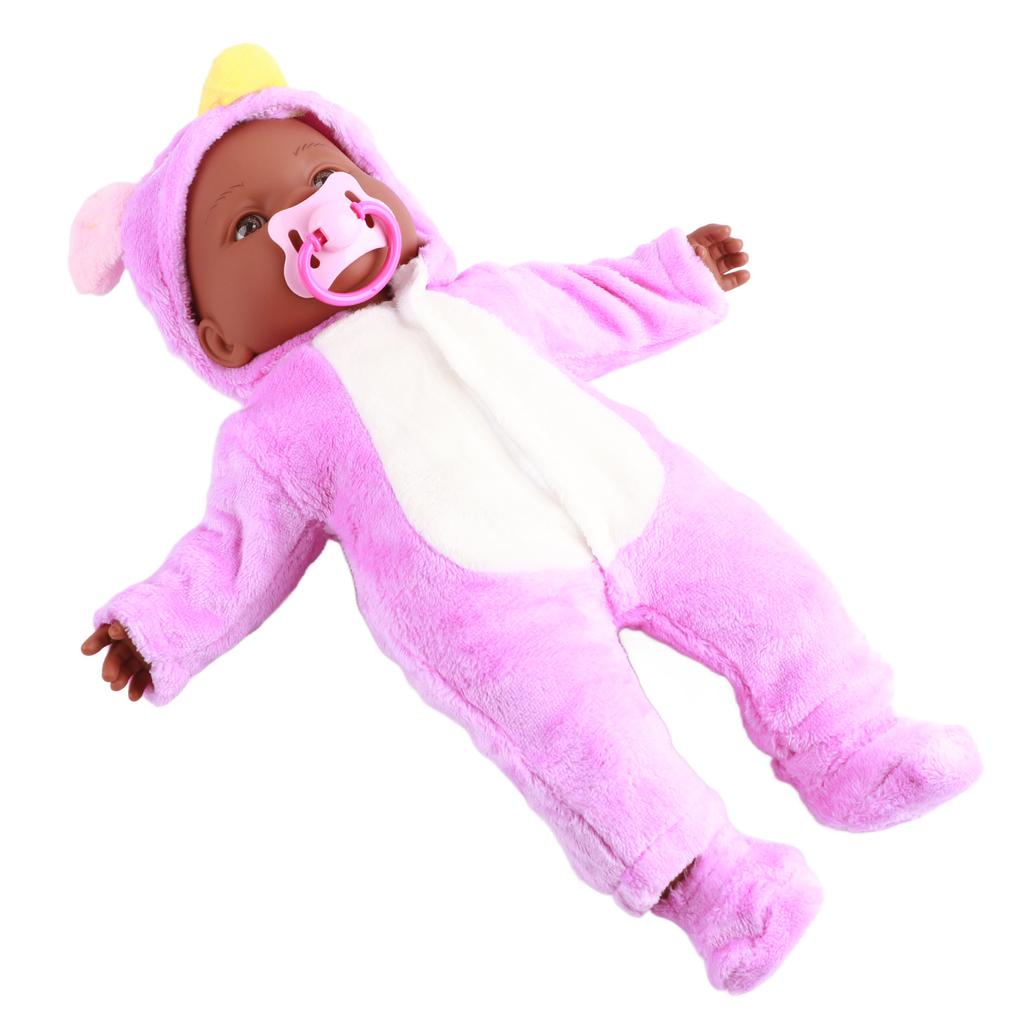 16inch Reborn Baby Dolls Vinyl Black Skin Cute Clothes Lifelike Reborn Dolls with Pacifier