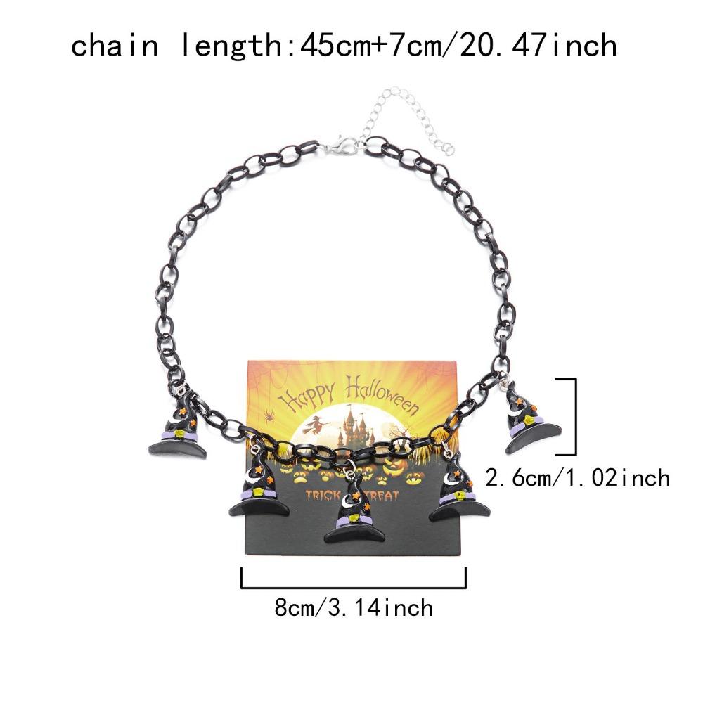 

Pumpkin Pattern Blood Red Print Necklace Dark Spider Design Tassel Necklace Halloween Party Style 7