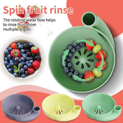 Silicone Berry Washing Bowl Automatic Vortex Berry Rinse Basin Portable Fruit Strainer  Vegetables