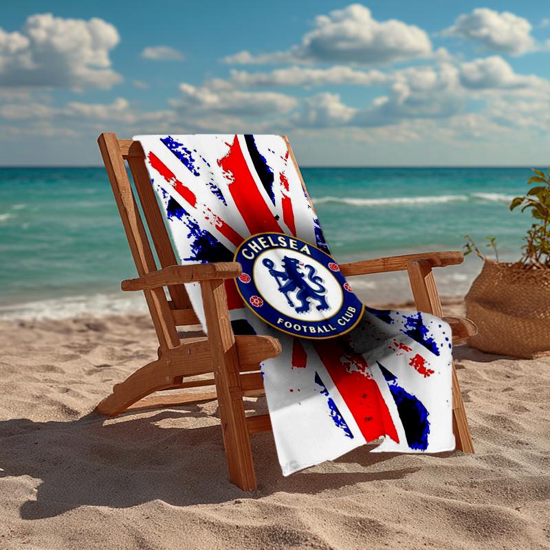 Ultra-Soft Beach Towel with Chelsea Football Club Theme,Ideal for Pool - Camping, Diving - Perfect Travel Essential, Vibrant Beach Towel.
