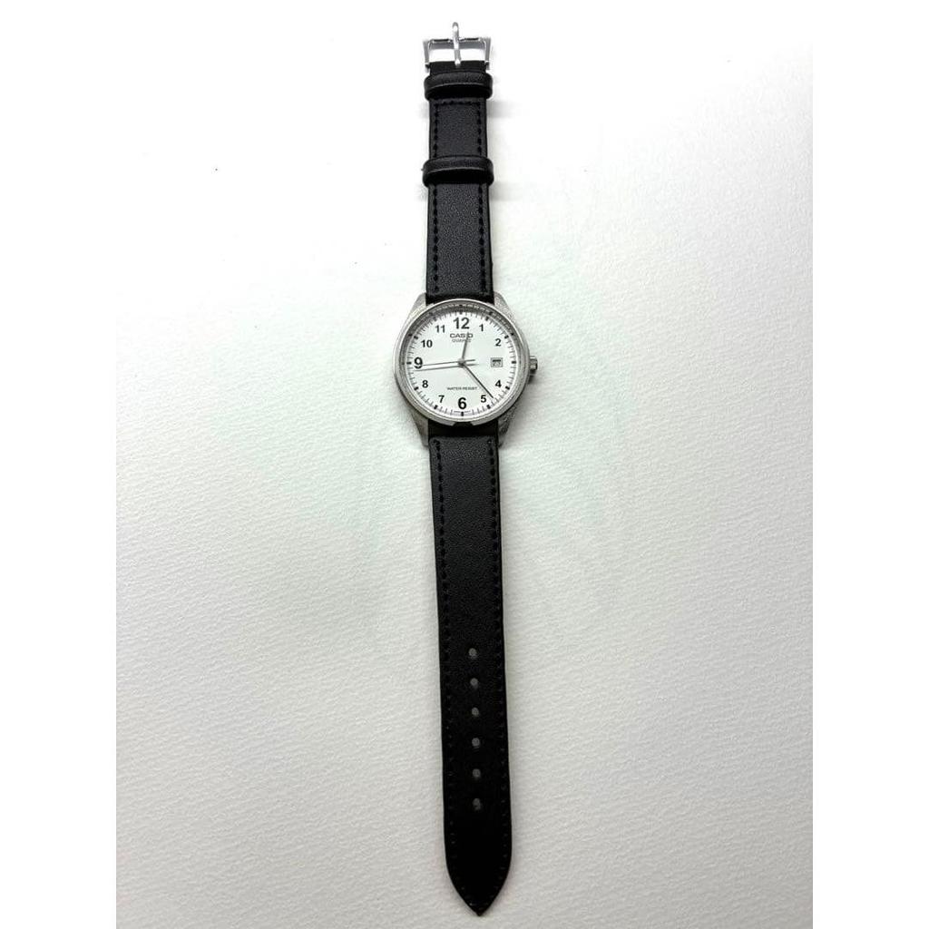 Used CASIO Men's Quartz White Dial New Leather Strap Working