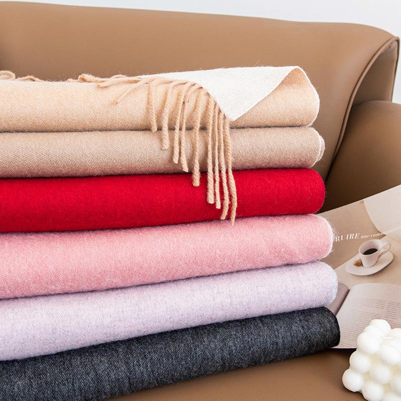 Wolle Unifarbener Schal Damen Winter High-End Neuer Stil Quasten Halstuch Halswärmer Koreanischer Stil Vielseitiger Schal