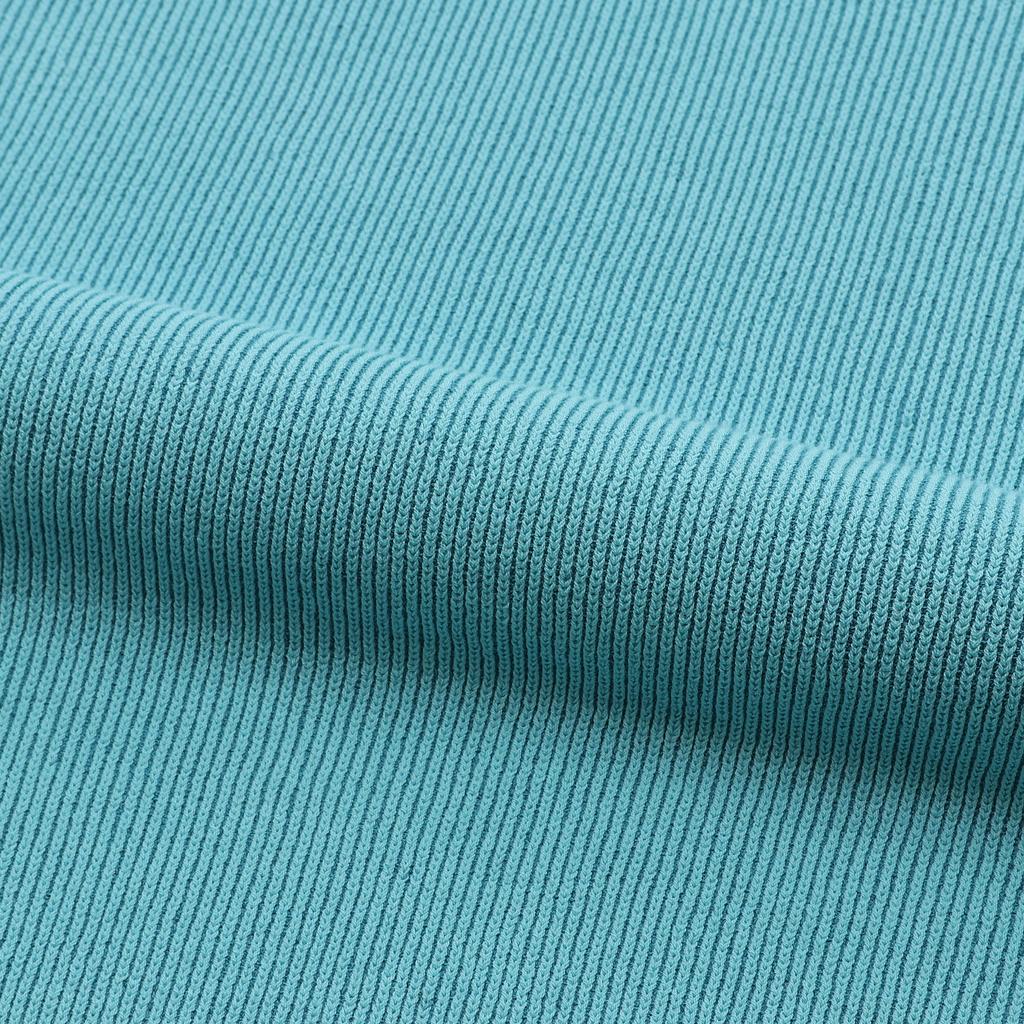 LEDEPT Two-Tone Open Collar Raglan Pullover [Blue]