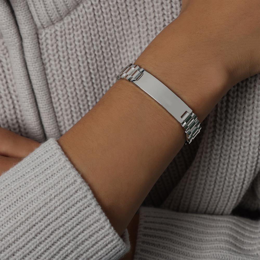 Trendy Geometric Texture Men s Titanium Steel Bracelet and Watch Chain