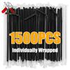 50-1500Pcs Drinking Straws Black Plastique Straws Individually Wrapped Rietjes Flexible Bar Party Kitchen Accessories Wholesale