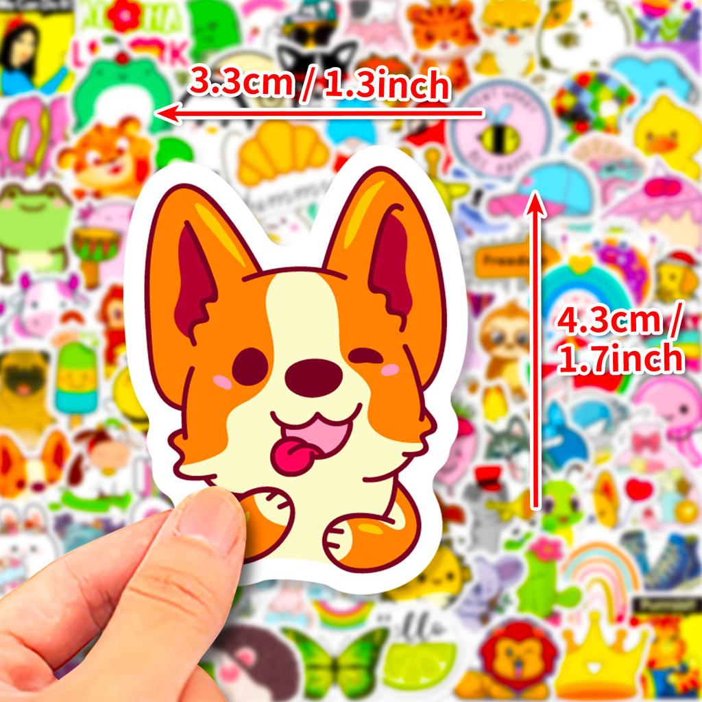 100 Small Size 4cm Mixed Cartoon Animal Children's Stickers DIY Luggage Computer Waterproof Stickers