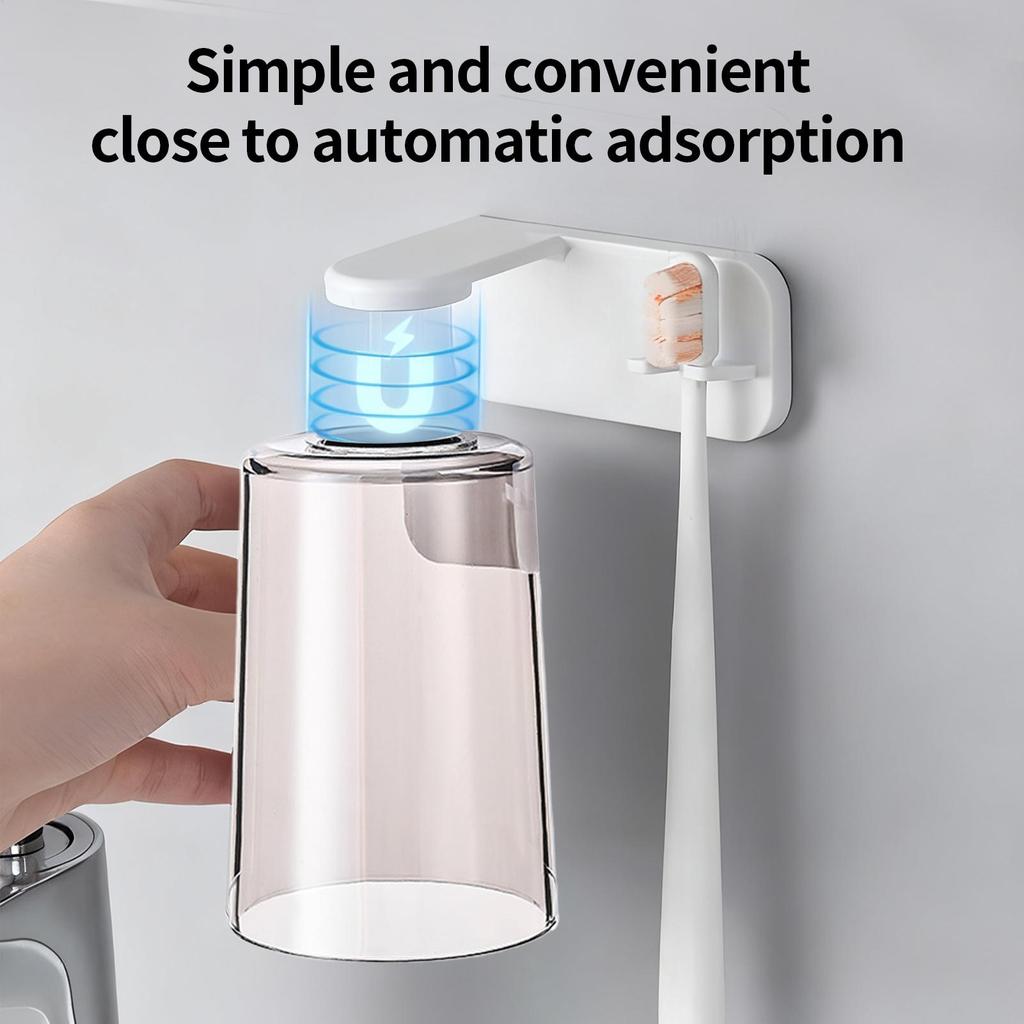 Cups for Bathroom No Drilling Toothbrush Holder Magnet Mouth Wash Cup and Wall Rack for Bathroom Restroom Home Apartment Dorm