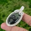 Daughters Day Deal 925 Silver Oval Kambaba Jasper Stone Wire Wrapping Pendant