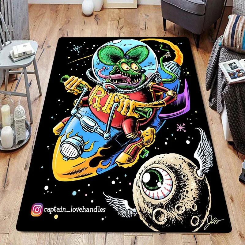Funny Room Rugs Foot Carpets R-Rat Fink Entrance Doormat Kawaii Rug Floor Mats Bath Mat Kitchen Hallway Carpet Home Decor