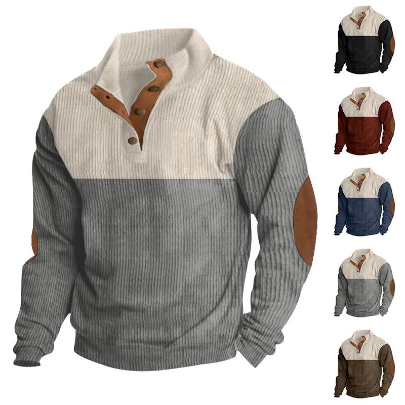 Sweatshirt Pullover Half Placket Buttoned Lapel Sweatshirt Casual Men's Top