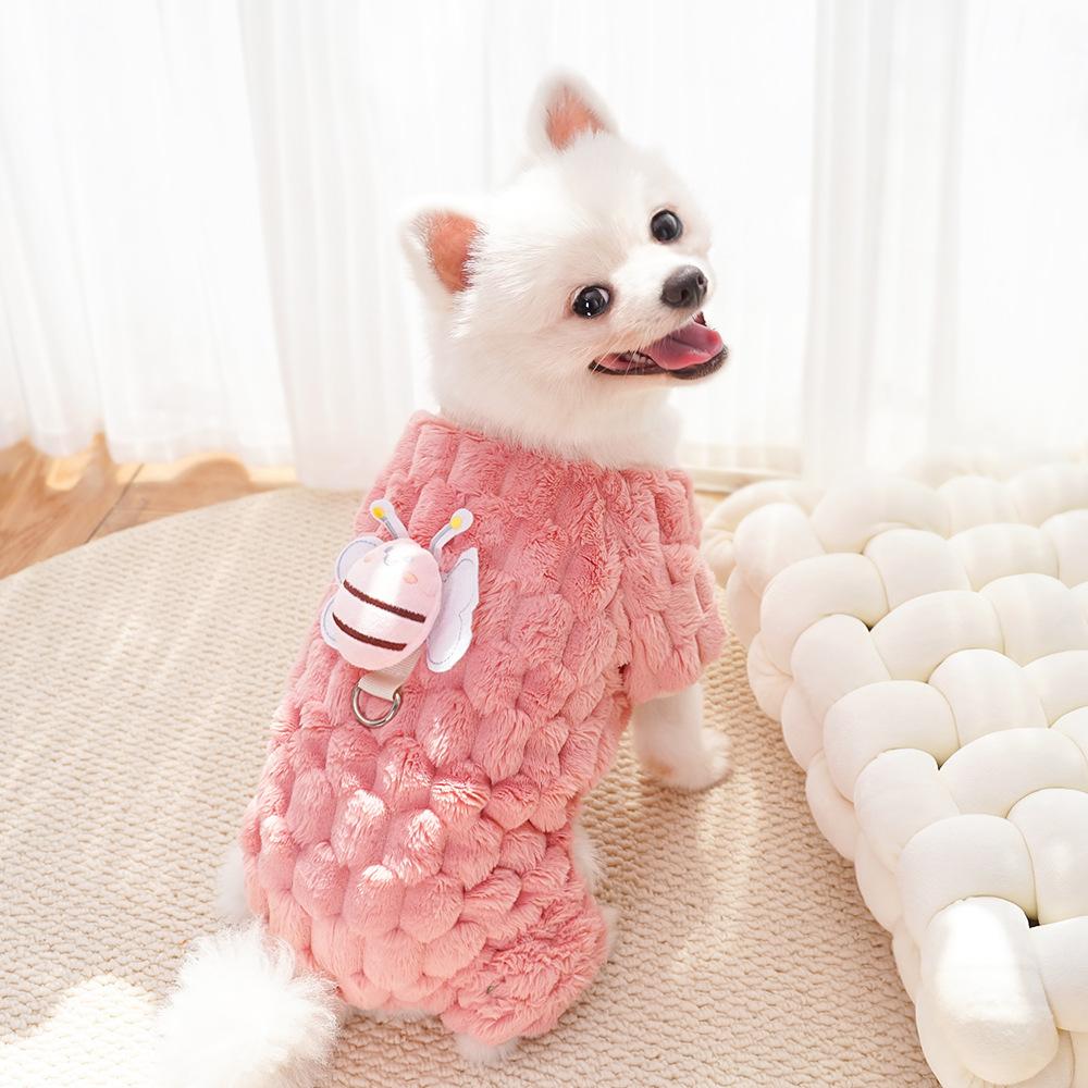 New Four-legged Plush Bee Can Lead Pets, Dogs, Cats, Clothing Supplies, Autumn and Winter Warm Thickened Teddy