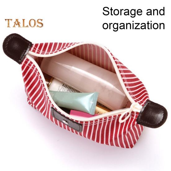 Pruhovaná kosmetická taštička Vodotěsná Skládací Velkokapacitní Zapínání na zip Tvar knedlíku Přenosný organizér na make-up na cesty Domácí úložiště