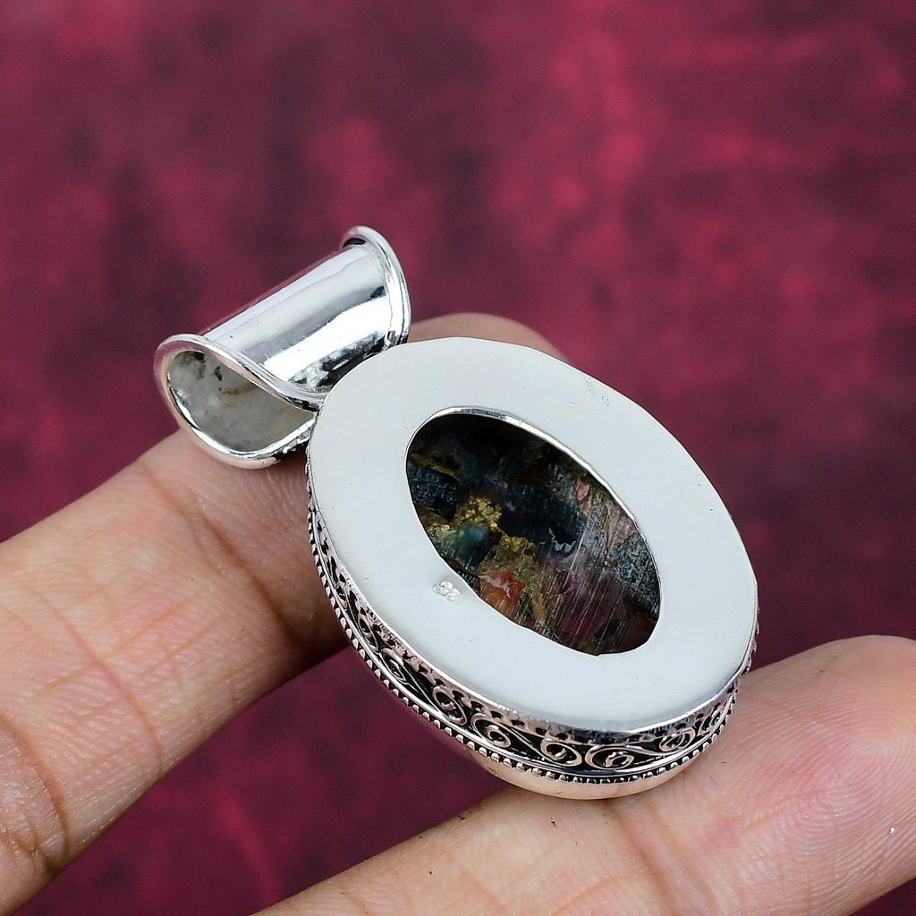 Copper Multi Tourmaline Handmade Gemstone Pendant, 925 Solid Sterling Silver Pendant Beautiful Pendant, For Thanksgiving