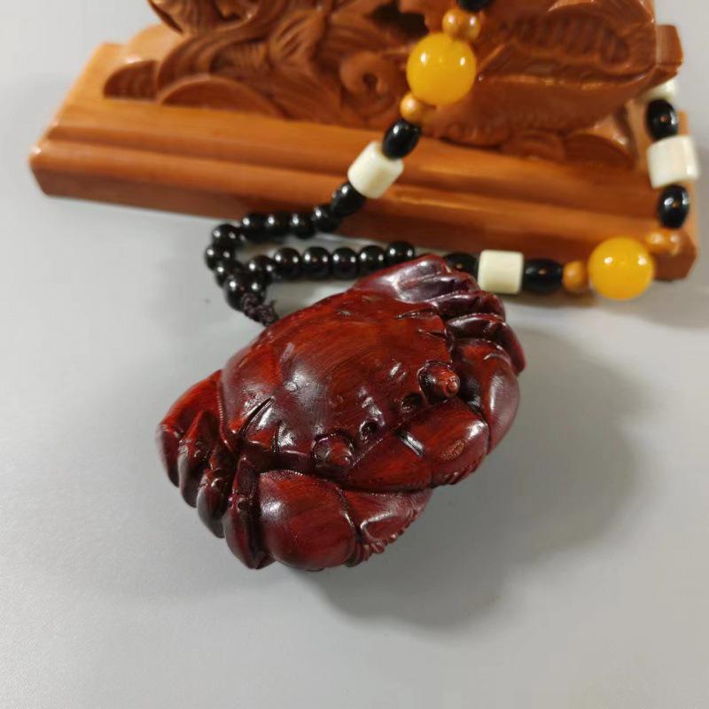 Men s Zodiac Pendant: Rosewood Handle & Teahandle Wood Carving About 5cm