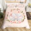 Natural Bedding Set 3Pcs For Boys Girls Cartoon Wildlife Animal Flower Print Comforter Cover Green Microfiber Duvet Cover Set