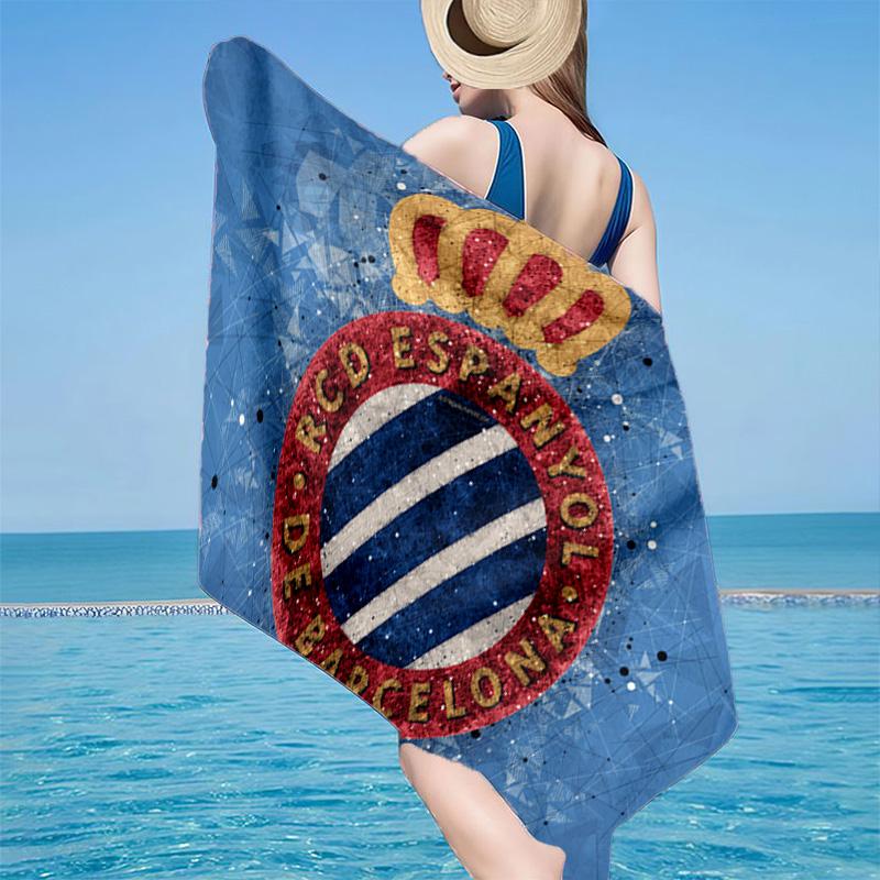1PC Toalla de Playa Estadio FC Espanyol - Suave, Microfibra Absorbente, Ligera, Ideal para la Playa, Fiestas, Viajes, Acampada, Regalos para Fans