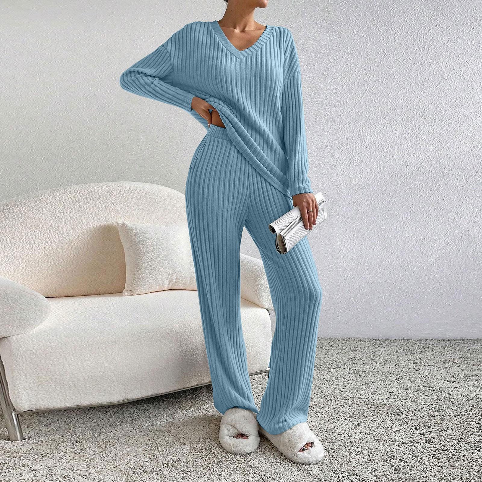 

Женский однотонный сексуальный повседневный тонкий новый модный женский костюм из двух предметов XL небесно-голубой