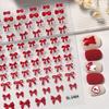 5D Embossed Red Bow Nail Stickers for Festive DIY Nail Art