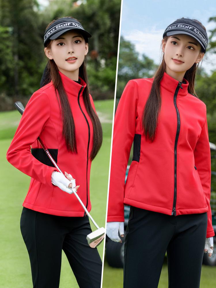 PGM Women's Golf Apparel: Autumn/Winter Long Sleeve Plus Velvet Waterproof Sports Jacket