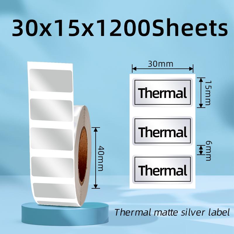 Direct Factory Customized PET Thermal Matte Silver Adhesive Labels-Waterproof Tear-Resistant Oil Proof Free Promotion Grocery (as the picture,1 Roll&Thermal matte silver label)