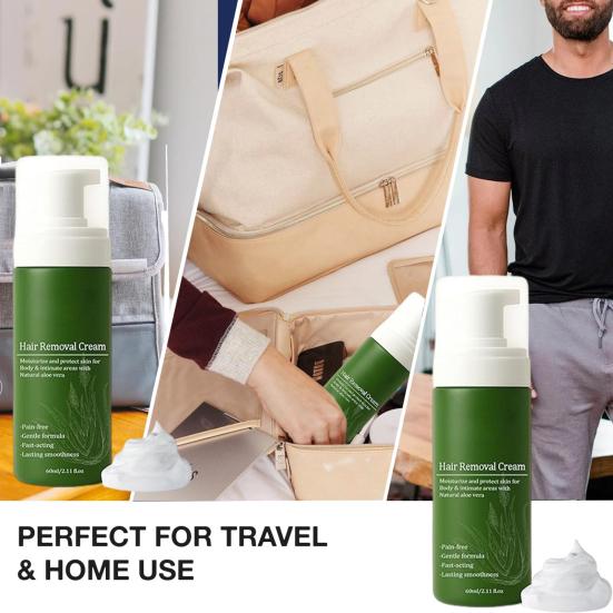 1/2Pcs 60ML Men Hair Removal Cream Natural Aloe Vera Gentle Fast Acting Moisturizing Full Body Arm Leg Underarms Facial Hair Remover Depilatory Cream