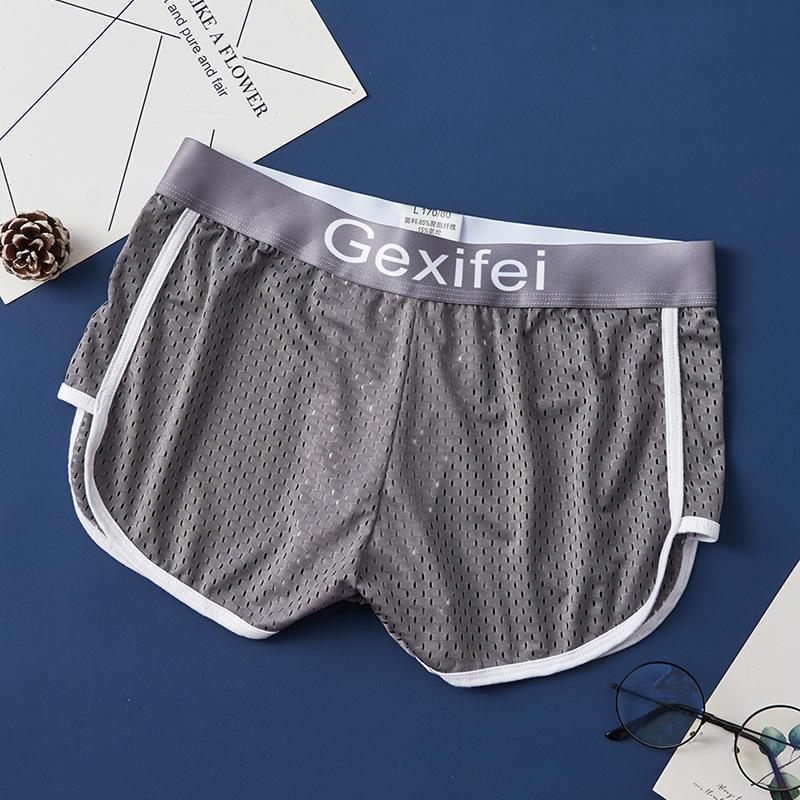 

Мужские весенние боксеры-брифы из сетки ледяного шелка: Антибактериальное, Дышащее, Со средней посадкой, Спортивное нижнее белье для подростков 3XL темно-серого