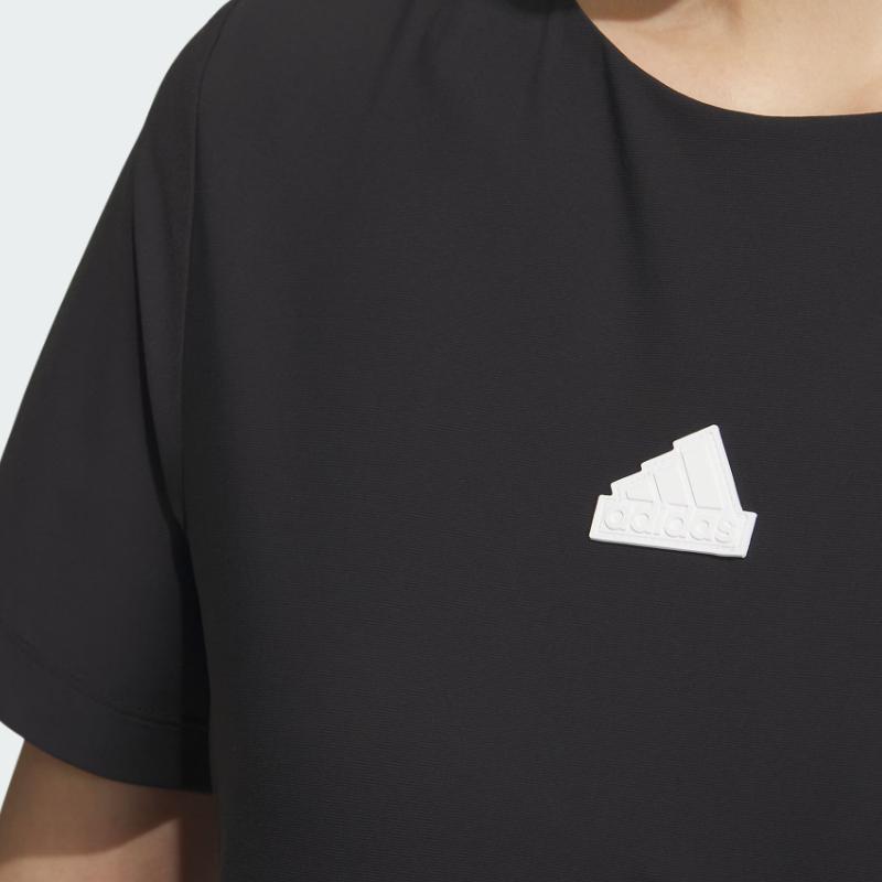 Adidas Logo Round Neck Short Sleeve T-Shirt Women Tops Black IT4360