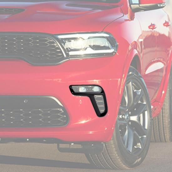 Black Front Fog Light Lamp Cover Trim Frame For Dodge Durango + Accessories