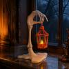 Unique Holiday Gift for Horror Fans Skeleton Arm Lantern, 3D Printed Halloween Hand Holding Light Up Lantern Spooky Bone Candle with LED Indoor