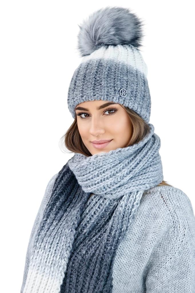 Alice Winter Shaded Set Hat and Scarf Color Gray