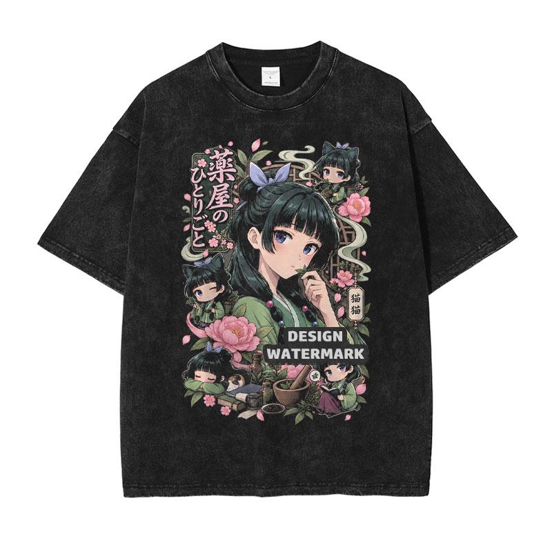 The Apothecary Diaries T Shirt Anime Maomao Jinshi Tank Tops Vintage Washed Tops Tees Manga Short Sleeve Oversized T-shirt