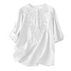 Dames Kleur Vintage Los Rond Hals Dun Katoen Linnen Tops Pullover Tops