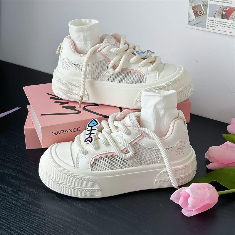 Frühling/Herbst Neuer Stil Atmungsaktive und Bequeme Mesh Sportschuhe Lässige Vielseitige Dicksohlige Sportschuhe für Damen