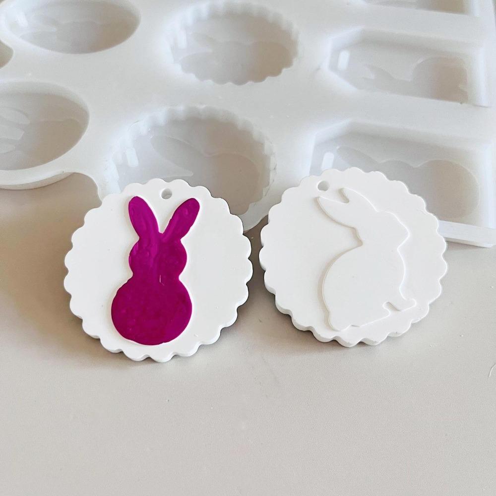 Handmade Easter Bunny Pendant Mold Cute Drop Glue Plaster Mold  Happy Easter Decor