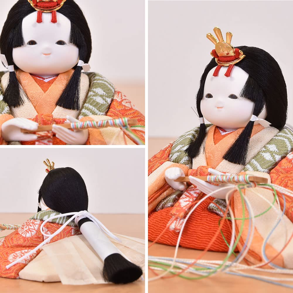 Hina-Puppen, kompakt, rundes Gesicht, Kimekomi, süß, stilvoll, Koichiko, süße Hina-Puppen, Aufbewahrungsdekoration, Mini-Größe, Hina Jinya