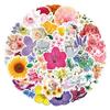 50 New Styles of Floral Flowers Doodle Stickers Decorative Notebook Guitar Suitcase Waterproof Stickers