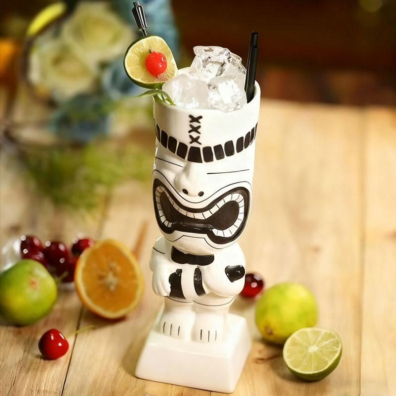 Tiki Mugs for Cocktails Barware Luau Decor Cups Ceramic Hawaiian Tiki Glasses Tropical Drinkware Best Gift To Friend Decoration
