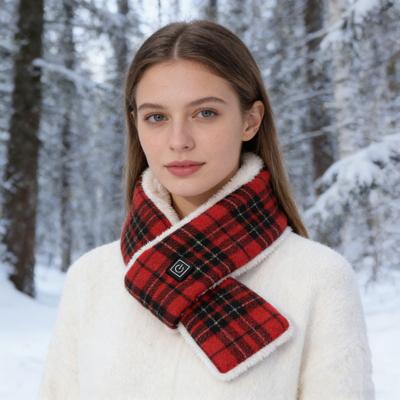 Sciarpa Riscaldata a 3 Livelli di Temperatura Stampa a Quadri Scaldacollo Elettrico Riscaldato Invernale Portatile Cuscino Riscaldante per Collo
