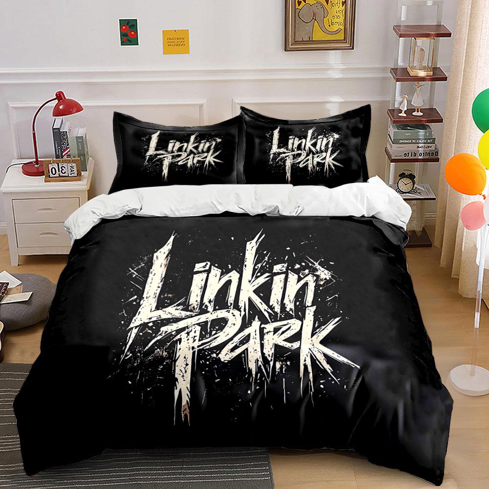 """Σετ Κλινοσκεπασμάτων Linkin Park Μαύρο""" Σετ Κλινοσκεπασμάτων Κάλυμμα Παπλώματος Κάλυμμα Παπλώματος Μαξιλαροθήκες"""  (1 * Κάλυμμα Παπλώματος 2 * Μαξιλαροθήκες, χωρίς εσωτερικό παπλώματος)