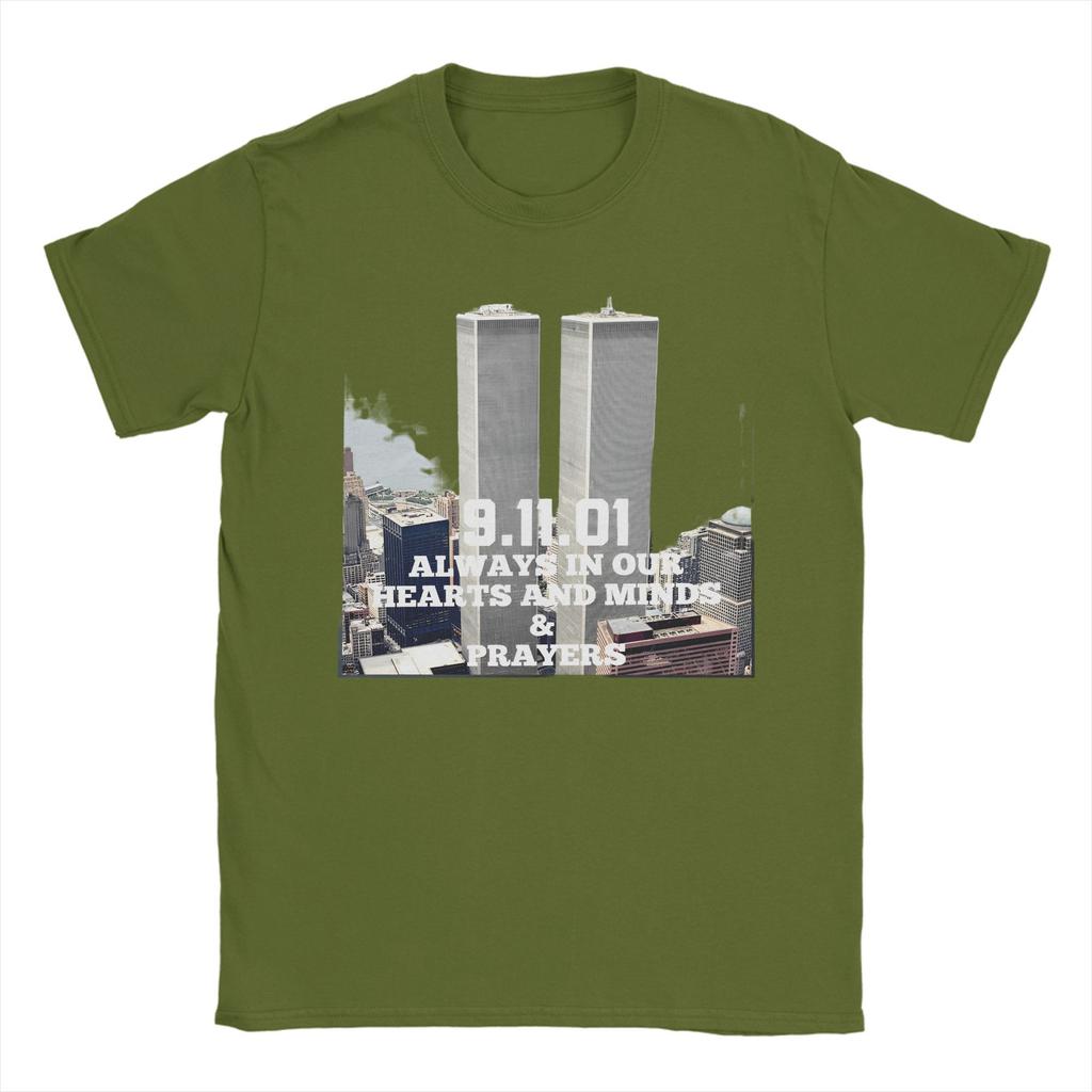 911 Anniversary Memorial Day T Shirt Men's  100% Cotton Fashion T-Shirt Never Forget Twin Towers  Tees Short Sleeve Clothes